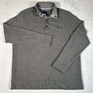 Tommy Bahama Mens Pullover Snap Sweatshirt Mock Neck Cold Spring Long Sleeve M